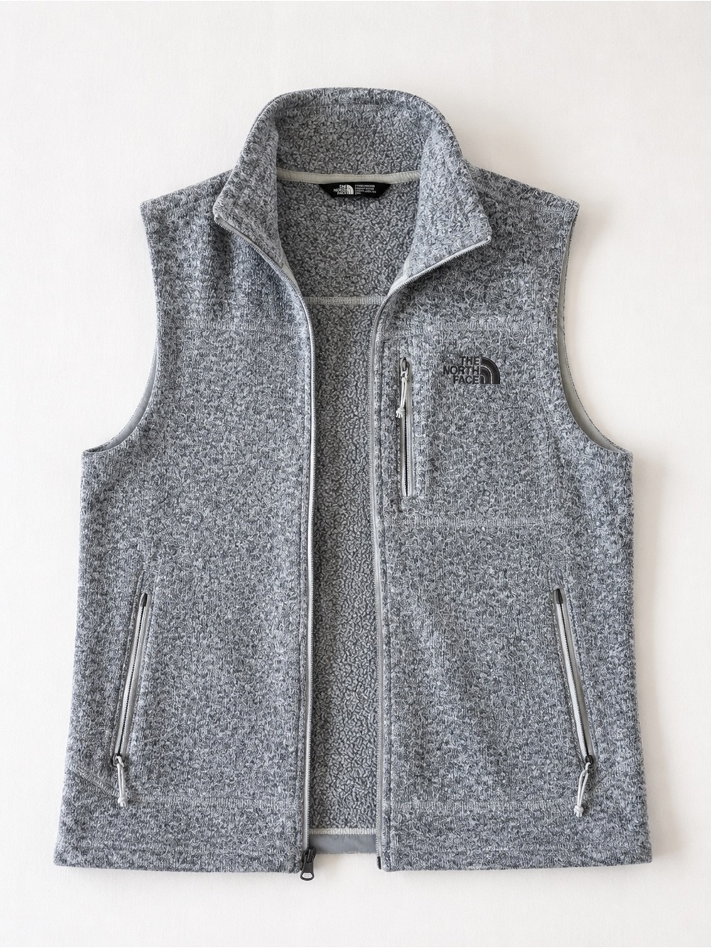The North Face Gray Sweater Fleece Full Zip Vest Men’s Small S Heathered Gray - Picture 2 of 4